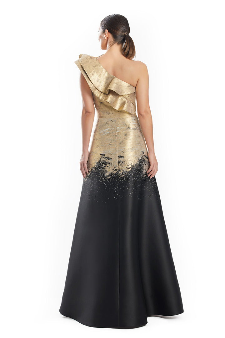 Prom Dresses A Line Long Formal Two Tone Prom Dress Black/Gold