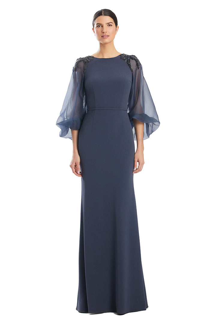 Mother of the Bride Dresses
Long Fitted Fornal Beaded Evening Dress Graphite