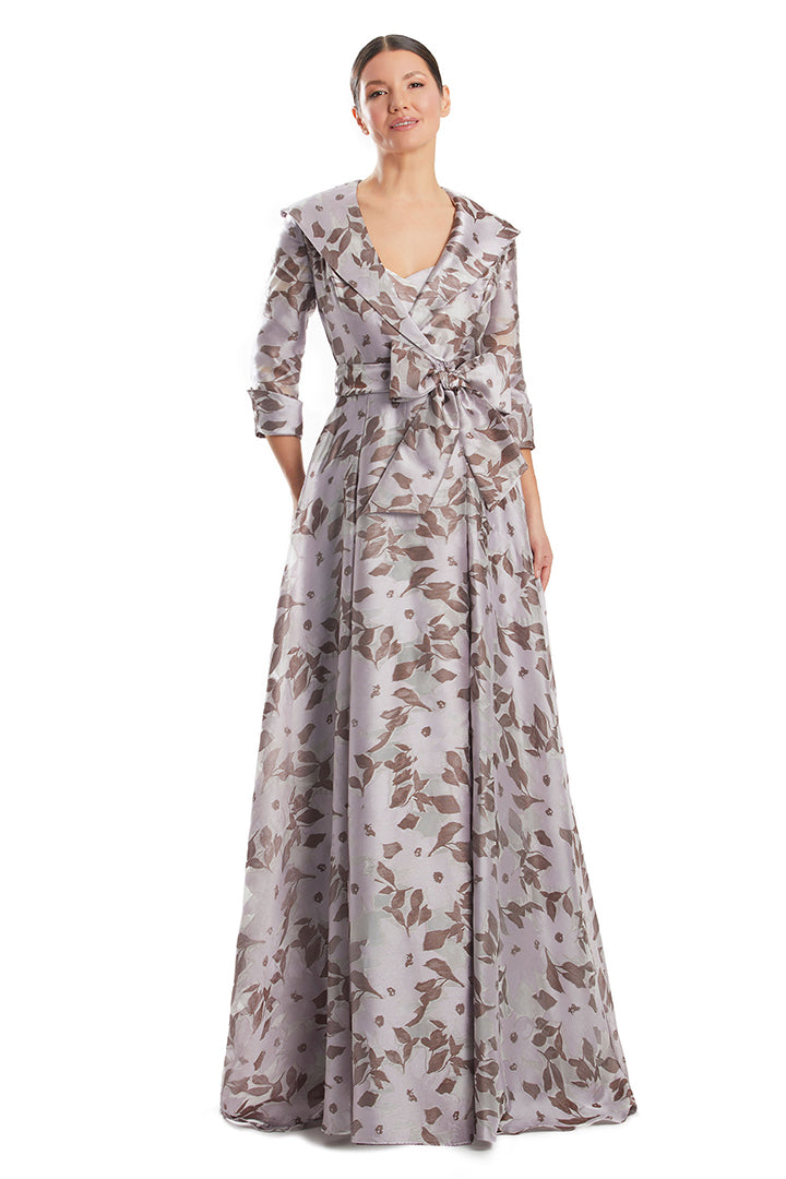 Formal Dresses Long Two Piece Ball Gown Printed Formal Jacket Dress MauveMulti