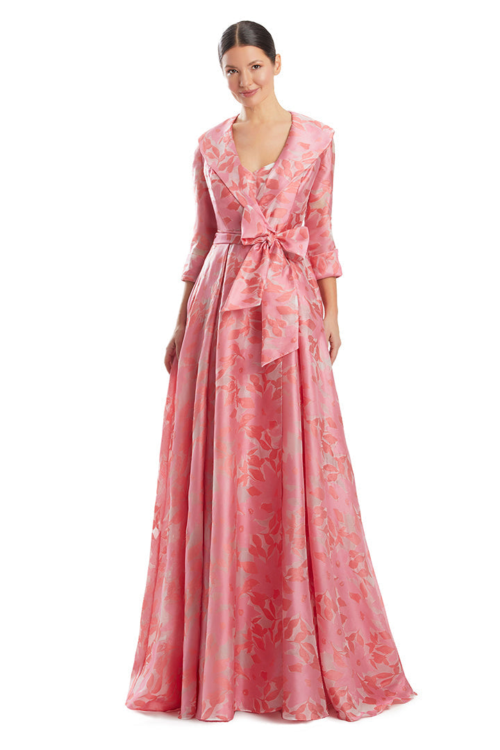 Formal Dresses Long Two Piece Ball Gown Printed Formal Jacket Dress Pink/Multi