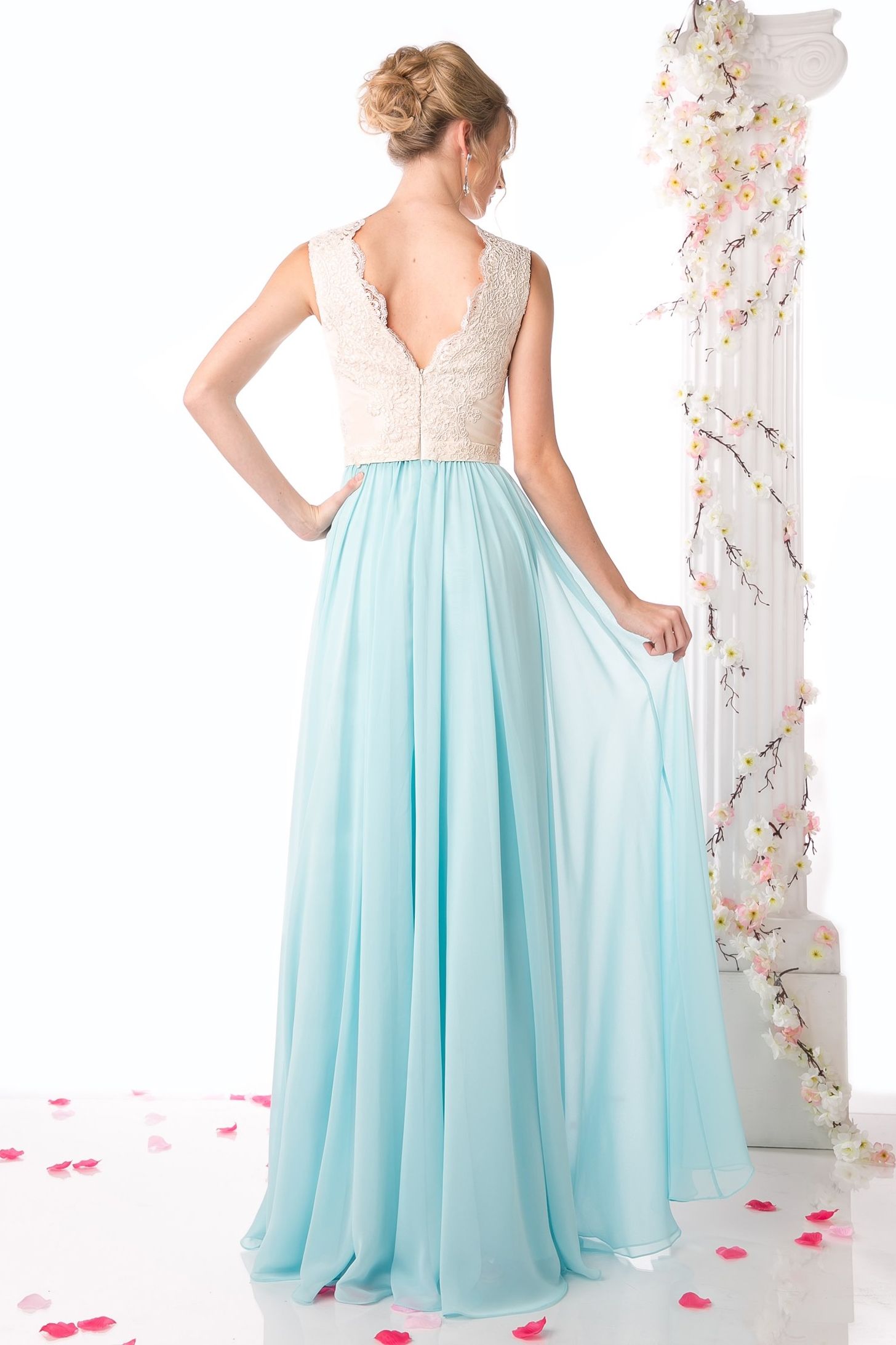 Prom Dresses Long Formal Lace Evening Prom Dress Ivory Mint
