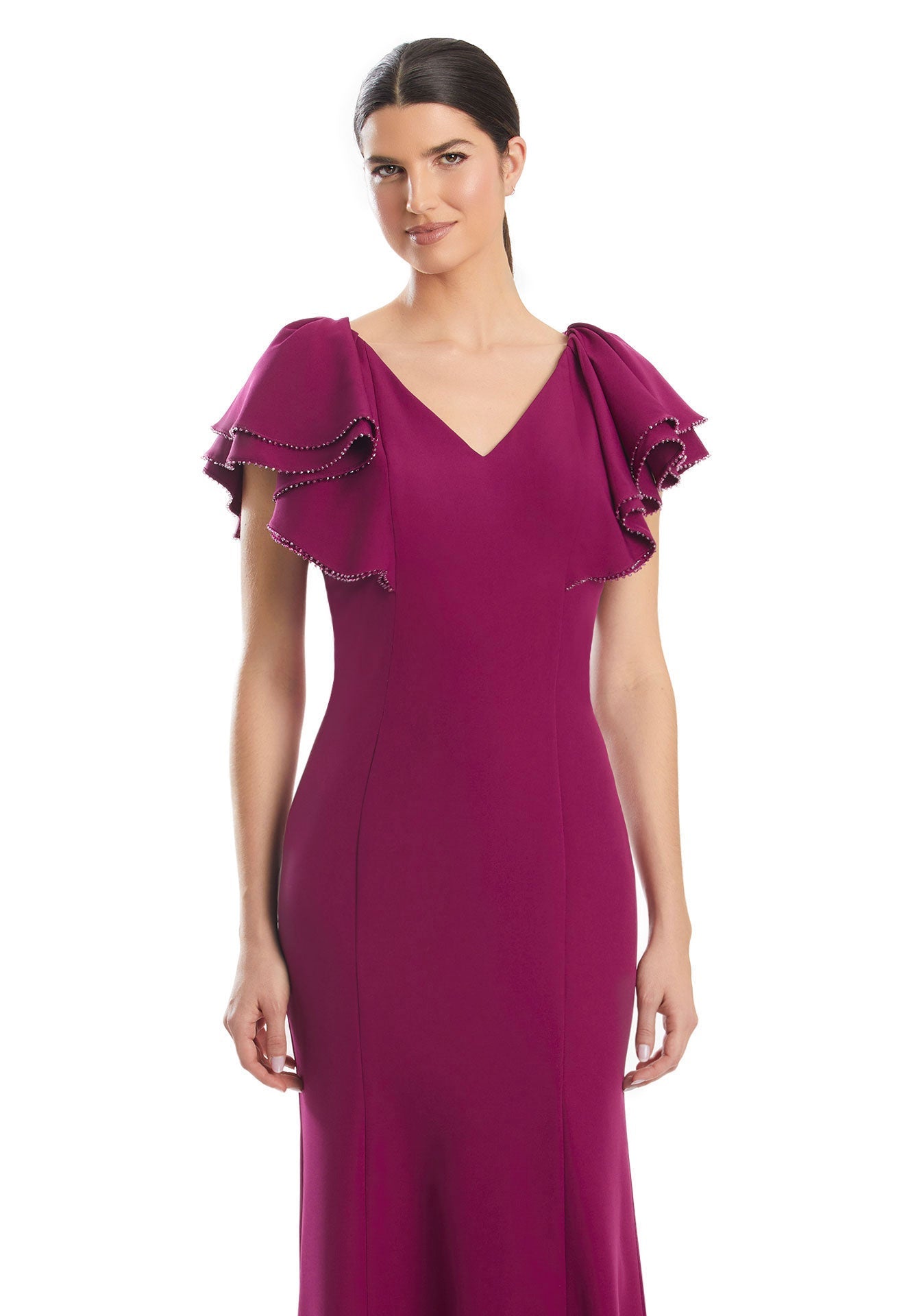 Mother of the Bride Dresses Long Mother of the Bride Formal Beaded Dress Magenta