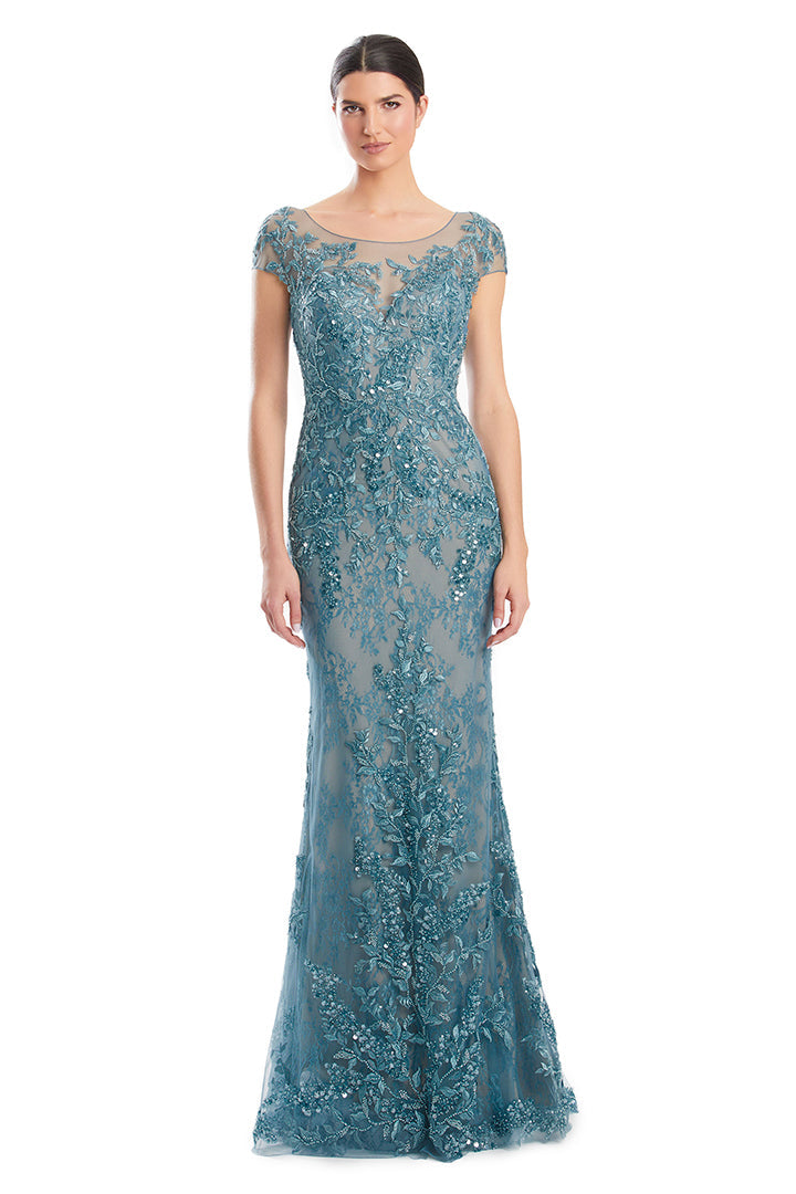 Mother of the Bride Dresses Beaded Applique Long Mother of the Bride Formal Dress Juniper Blue