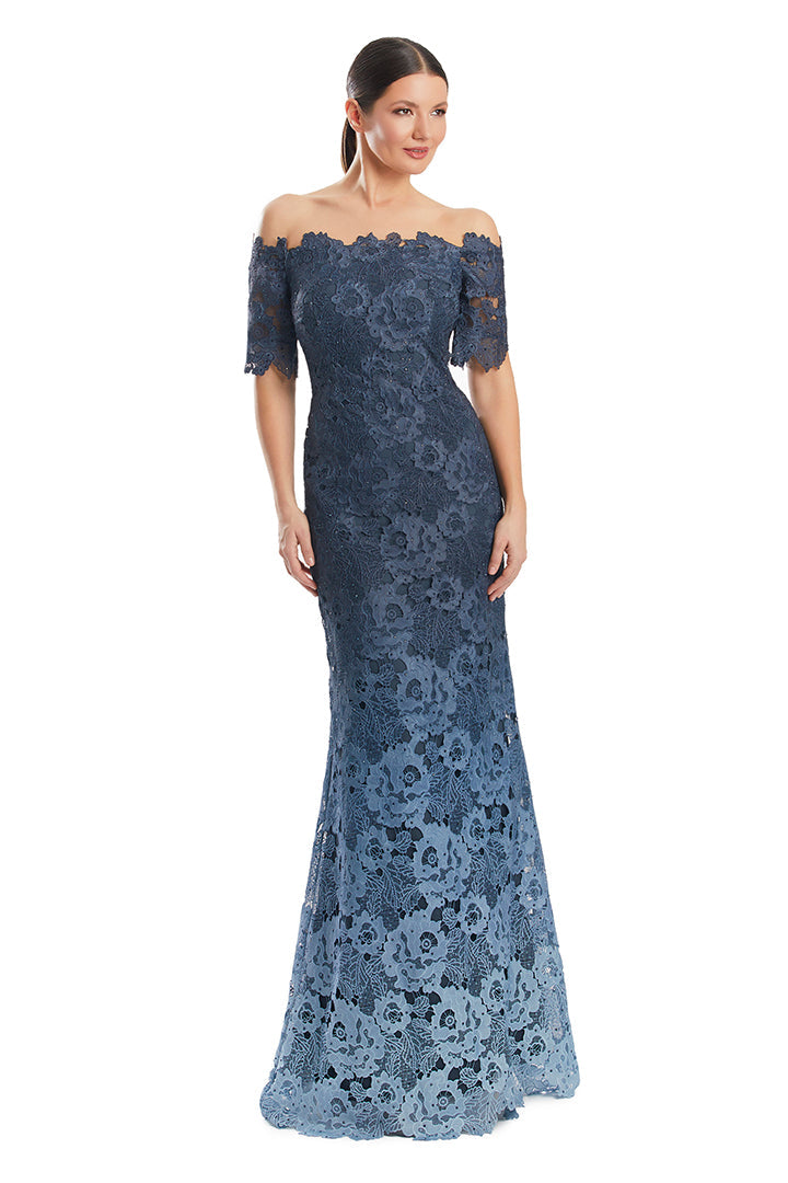 Formal Dresses Beaded Long Formal Ombre Lace Evening Dress Graphite Ombre