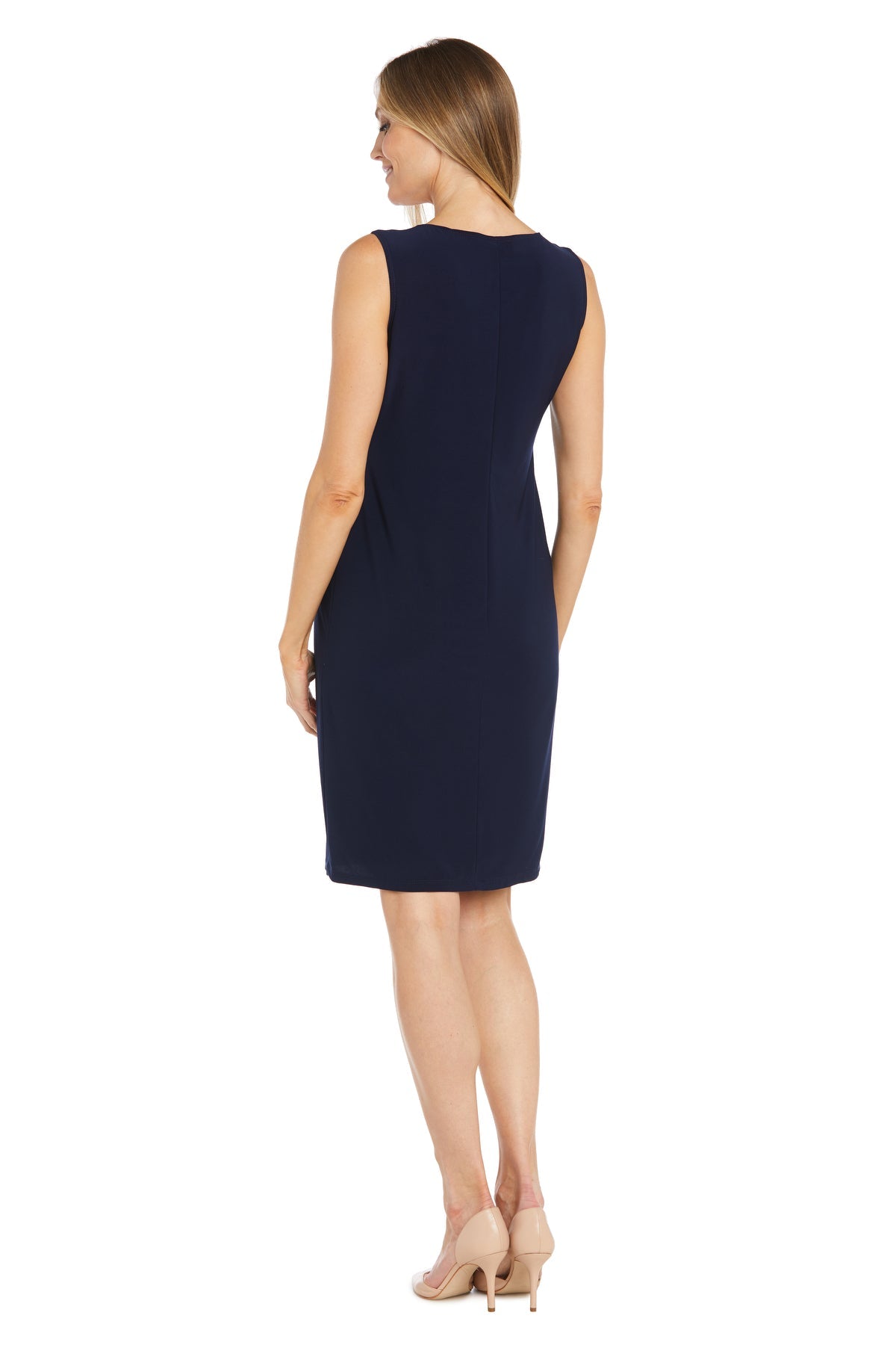 Mother of the Bride Dresses Short Patterned Jacket Mother of the Bride Dress Navy/Tan