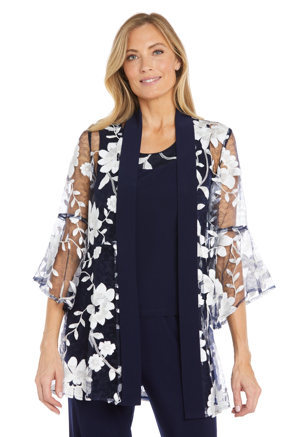 Pant Suit Flong Long Formal Pant Suit Navy/White