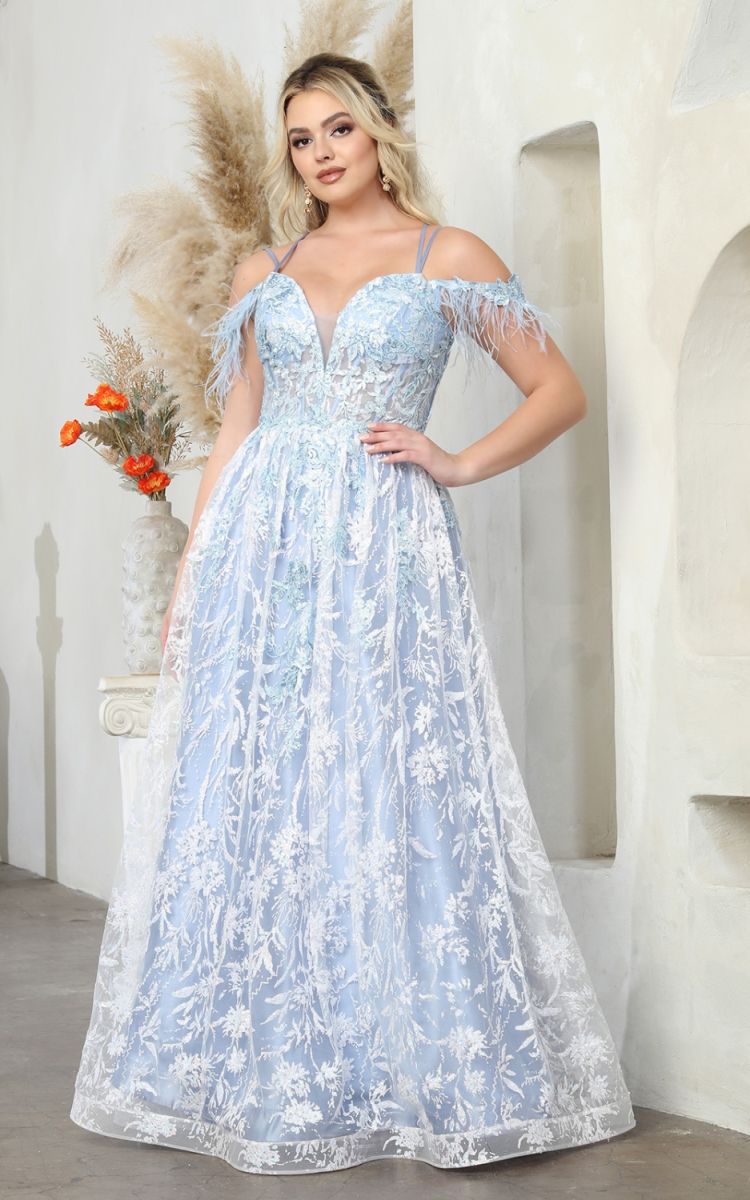 Off-the-Shoulder Floor-Length Lace Prom A-Line May Queen RQ8070