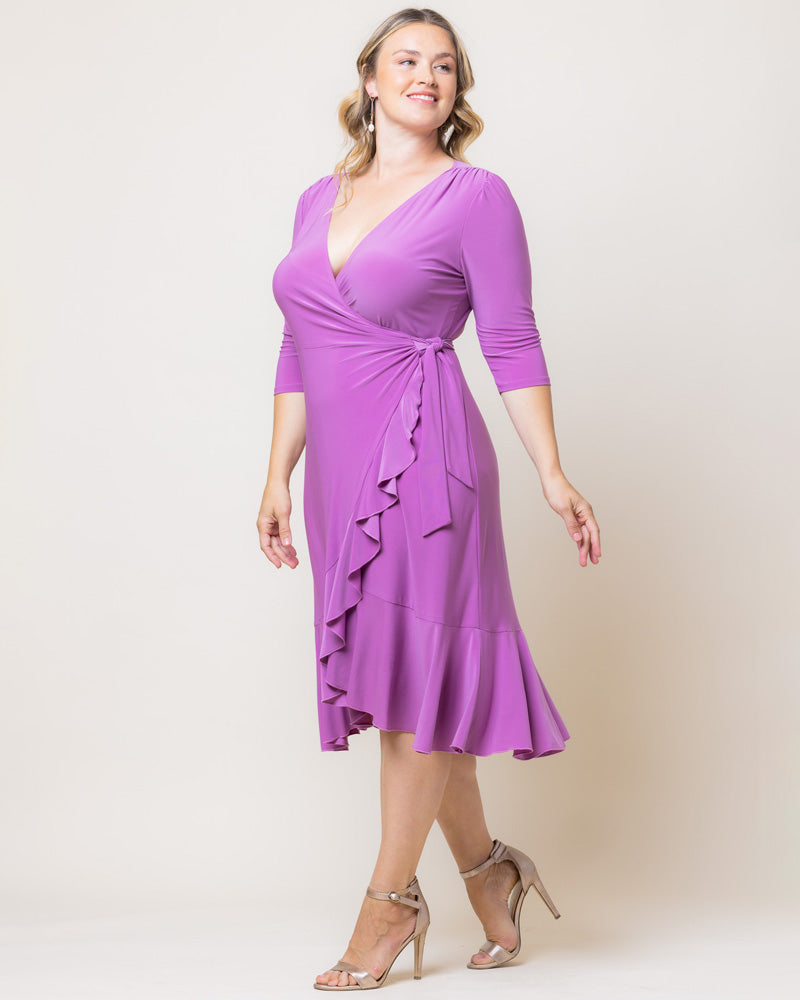 Plus Size Dresses Short Ruffle Cocktail Plus Size Dress Kiyona 11122201 Lilac