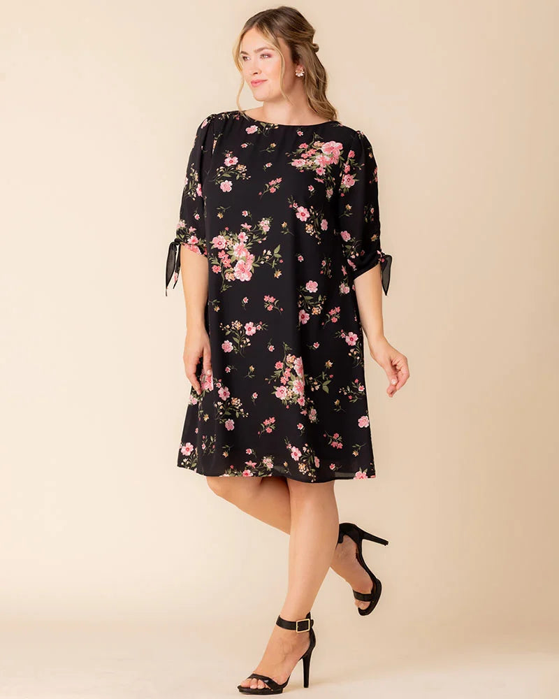 Plus Size Dresses Short A Line Cocktail Plus Size Dress Midnight Peony Print