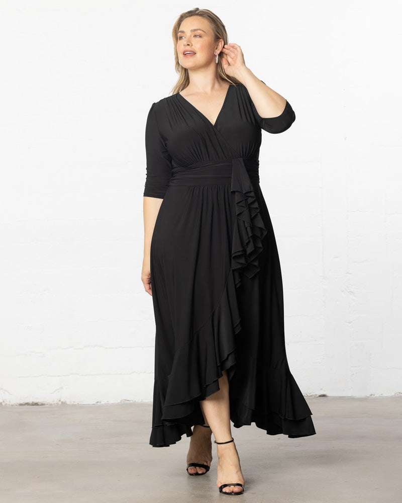 Plus Size Dresses Short Ruffle Cocktail Evening Plus Size Dress Onyx