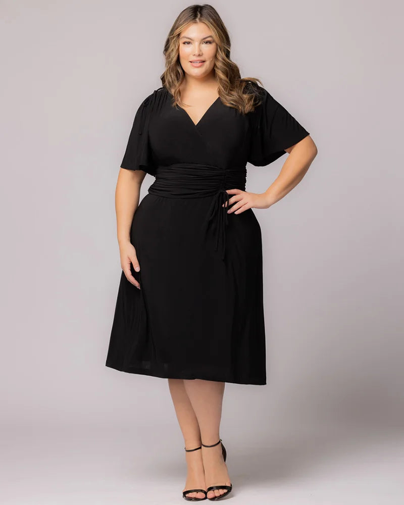 Plus Size Dresses Plus Size Midi Cocktail A Line Formal Dress Kiyonna 11242205 Black Noir