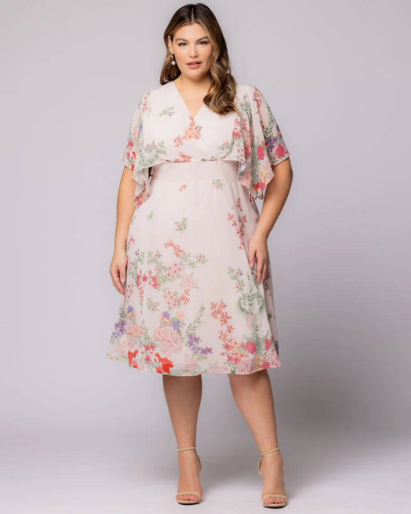 Plus Size Dresses Print Short A Line Cocktail Floral Plus Size Dress Kiyonna 11242802 Cottage Garden Border