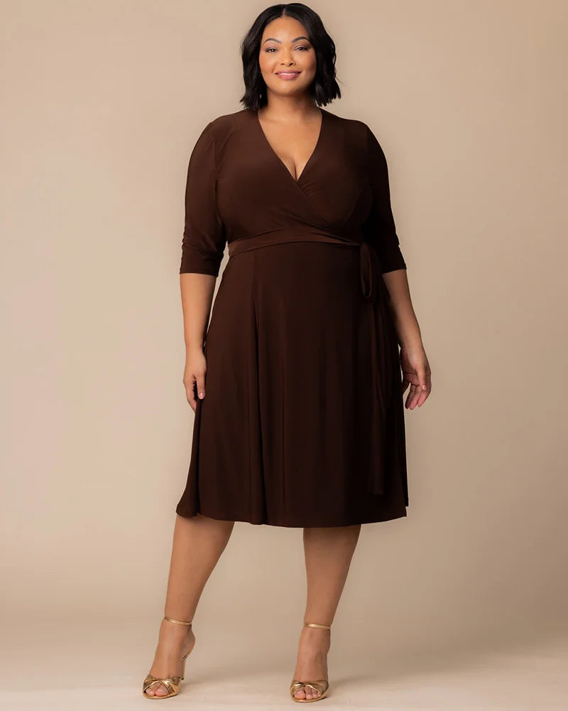 Plus Size Dresses Short Tea Length Cocktail Plus Size Dress Kiyona 12131806 Chocolate