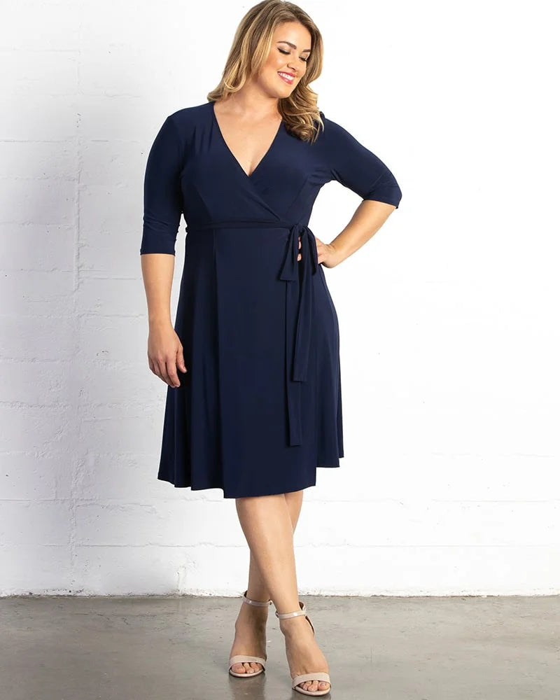 Plus Size Dresses Short Tea Length Cocktail Plus Size Dress Kiyona 12131806 Nouveau Navy