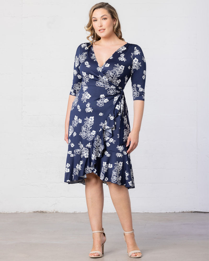 Plus Size Dresses Plus Size Formal Floral Print Midi Cocktail Formal Dress Kiyonna 12132217 Heavenly Blooms