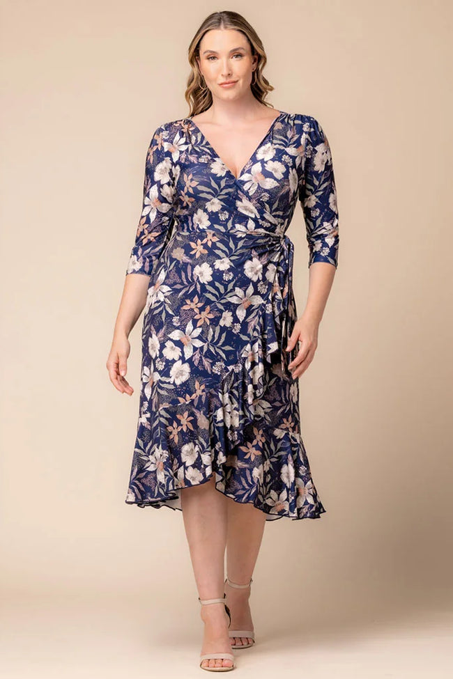 Plus Size Dresses Plus Size Print Short Cocktail Dress Soft Navy Florals