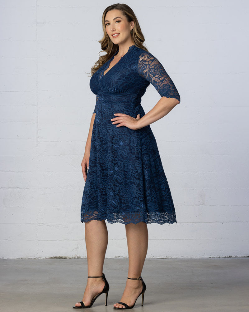 Plus Size Dresses A Line Short Lace Midi Cocktail Plus Size Dress Kiyona 12150901 Navy