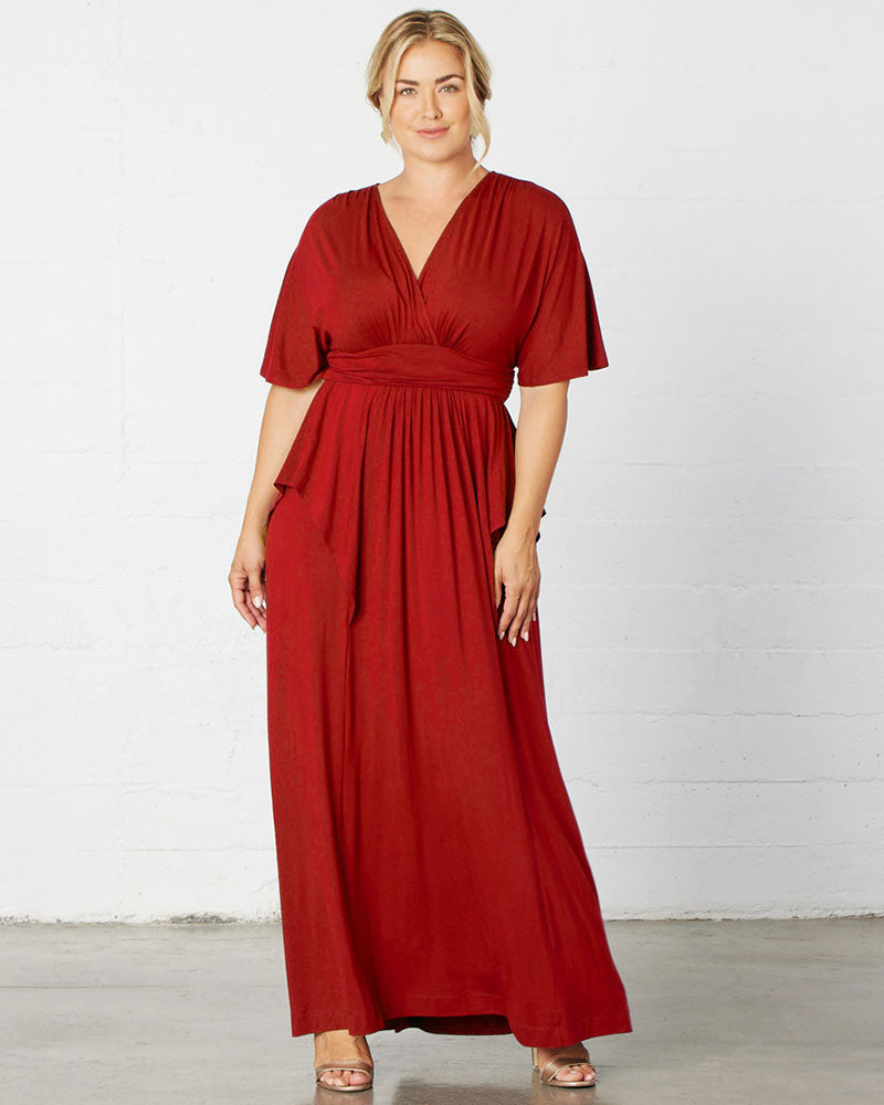 Plus Size Dresses Long Formal Fitted Mother of the Bride Plus Size Dress Kiyona 12151802 Tomato Red