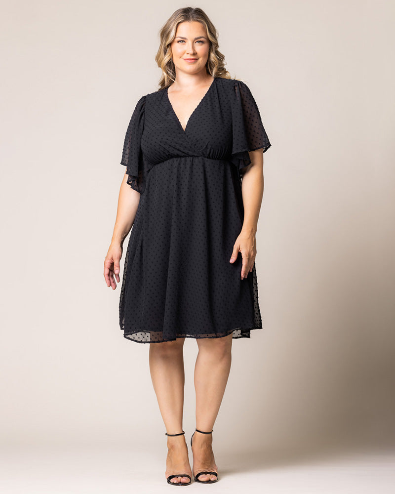 Onyx V-Neck Knee-Length Chiffon Casual Floral Wrap Plus Size Dress Kiyonna 12191302