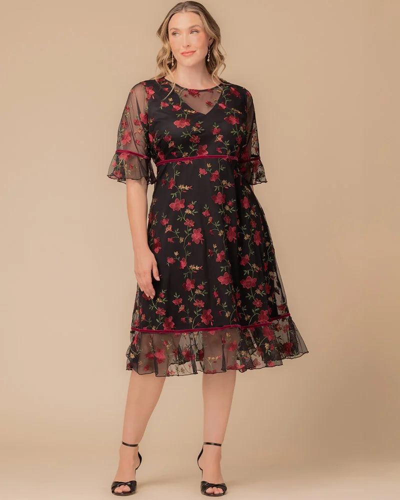 Plus Size Dresses Short Cocktail Floral A line Plus Size Dress Kiyona 12192102 Floral Flare