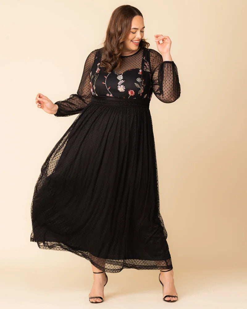 Plus Size Dresses Long Sleeve Formal Mother of the Bride A Line Plus Size Dress Kiyonna 12253605 Bordeaux Blooms
