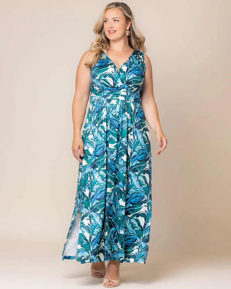 V-Neck Floor-Length Jersey Formal A-Line Kiyonna 12262203