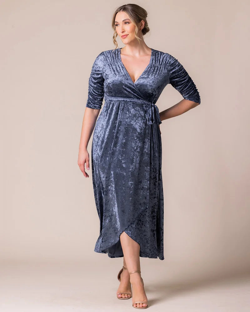 Plus Size Dresses High Low Velvet Cocktail Plus Size Dress Kiyonna 13183012 Deep Frost