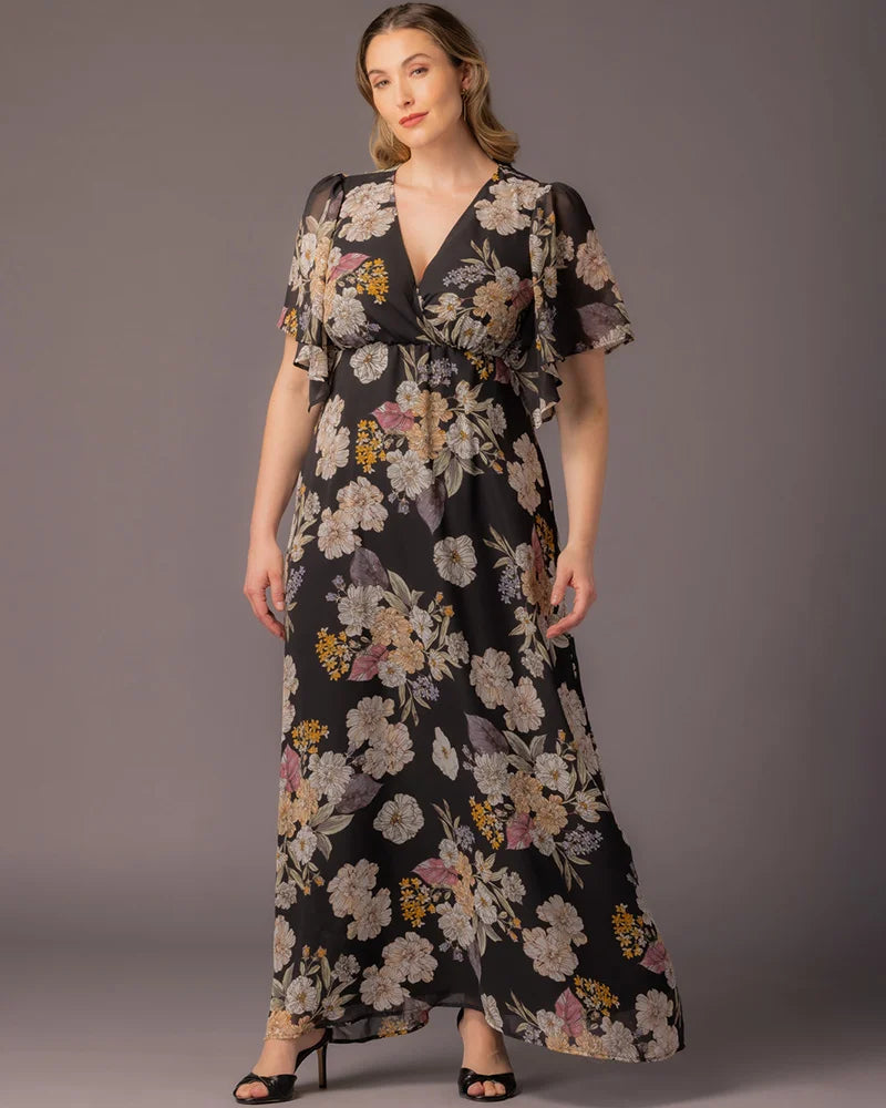 Plus Size Dresses Long Formal Mother of the Bride Plus Size Dress Kiyonna 13212904 Midnight Peony Print