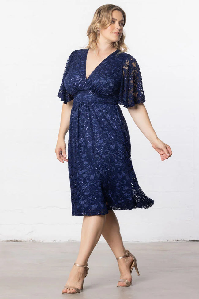 Plus Size Dresses A Line Plus Size Lace Short Cocktail Dress Nocturnal Navy Sequins