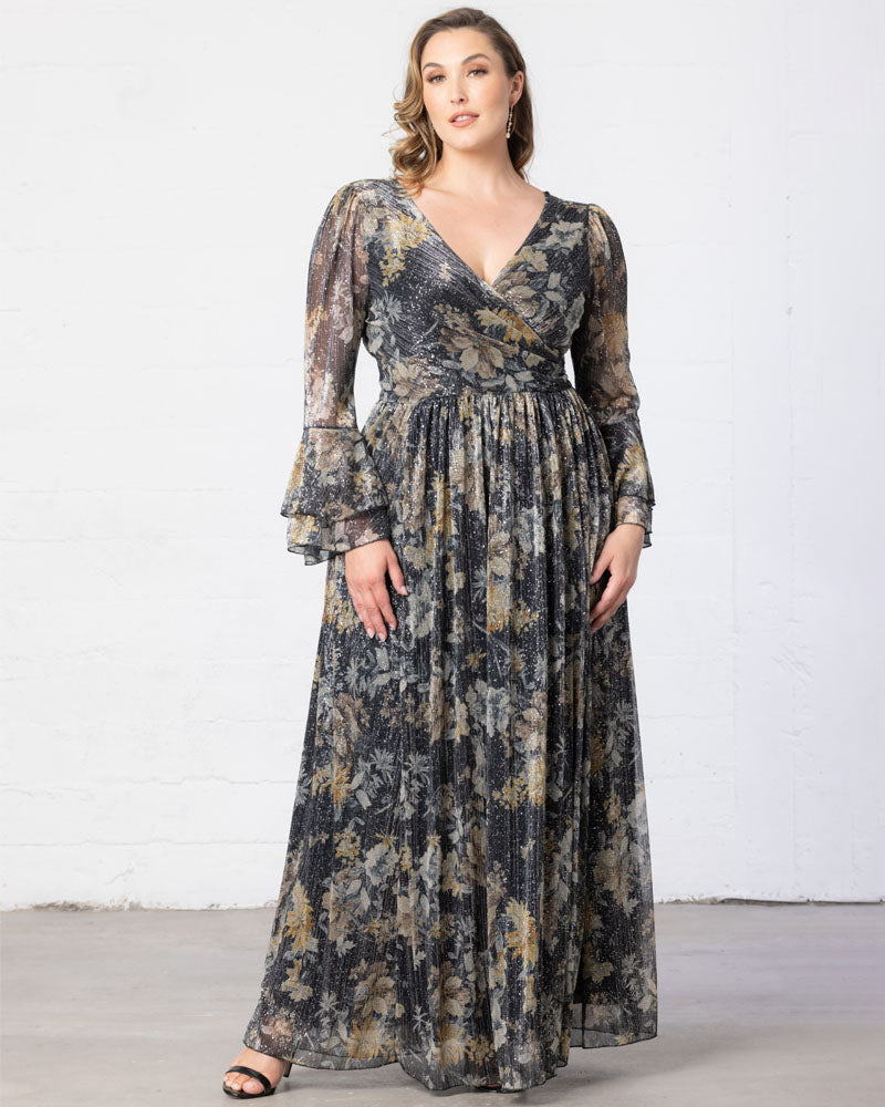 Plus Size Dresses Long Sleeve Formal A Line Mother of the Bride Plus Size Dress Kiyonna 13232501 Gilded Florals
