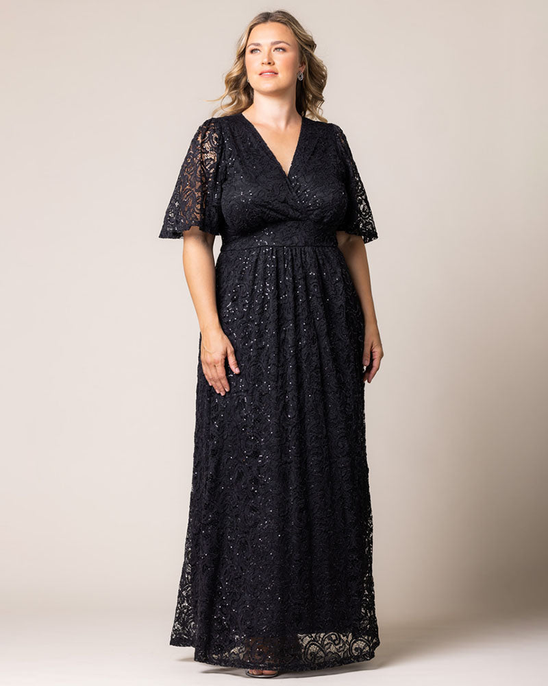 Plus Size Dresses Sequin Lace Long Formal Plus Size Dress Kiyona 13242507 Onyx