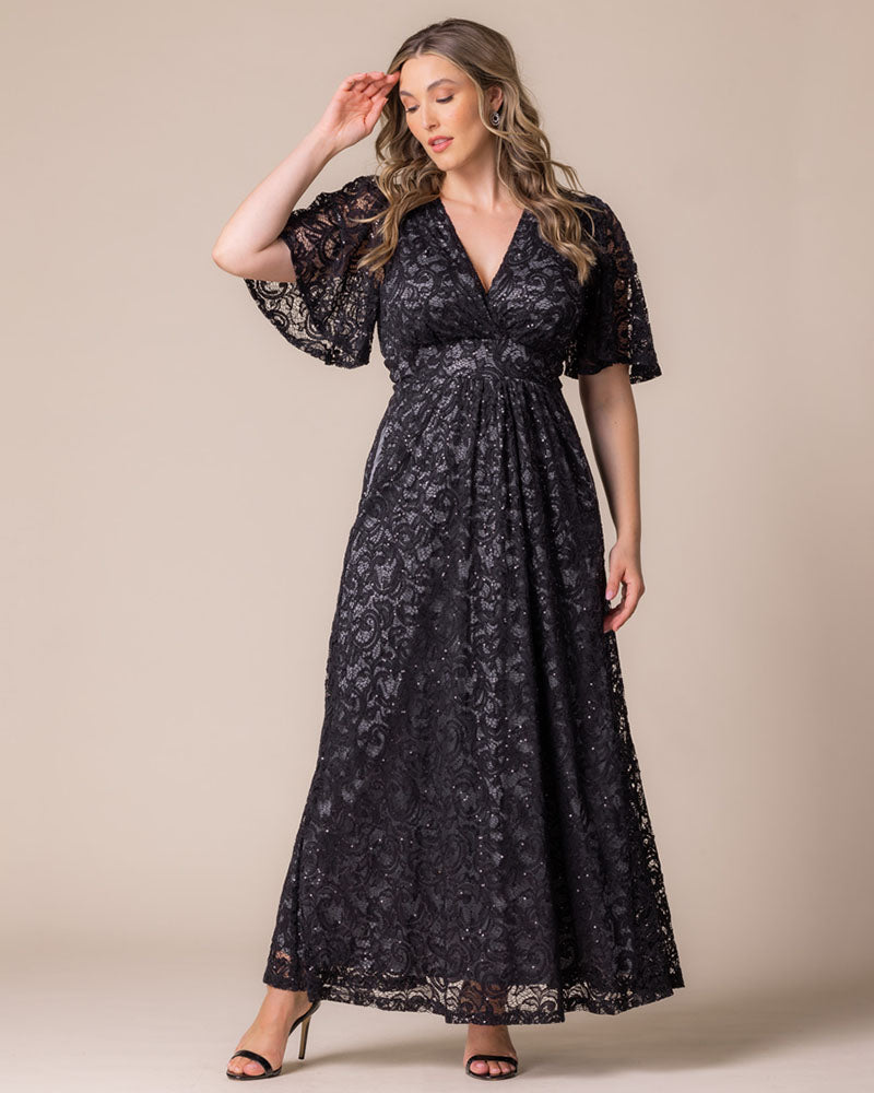 Plus Size Dresses Sequin Lace Long Formal Plus Size Dress Kiyona 13242507 Storm Grey