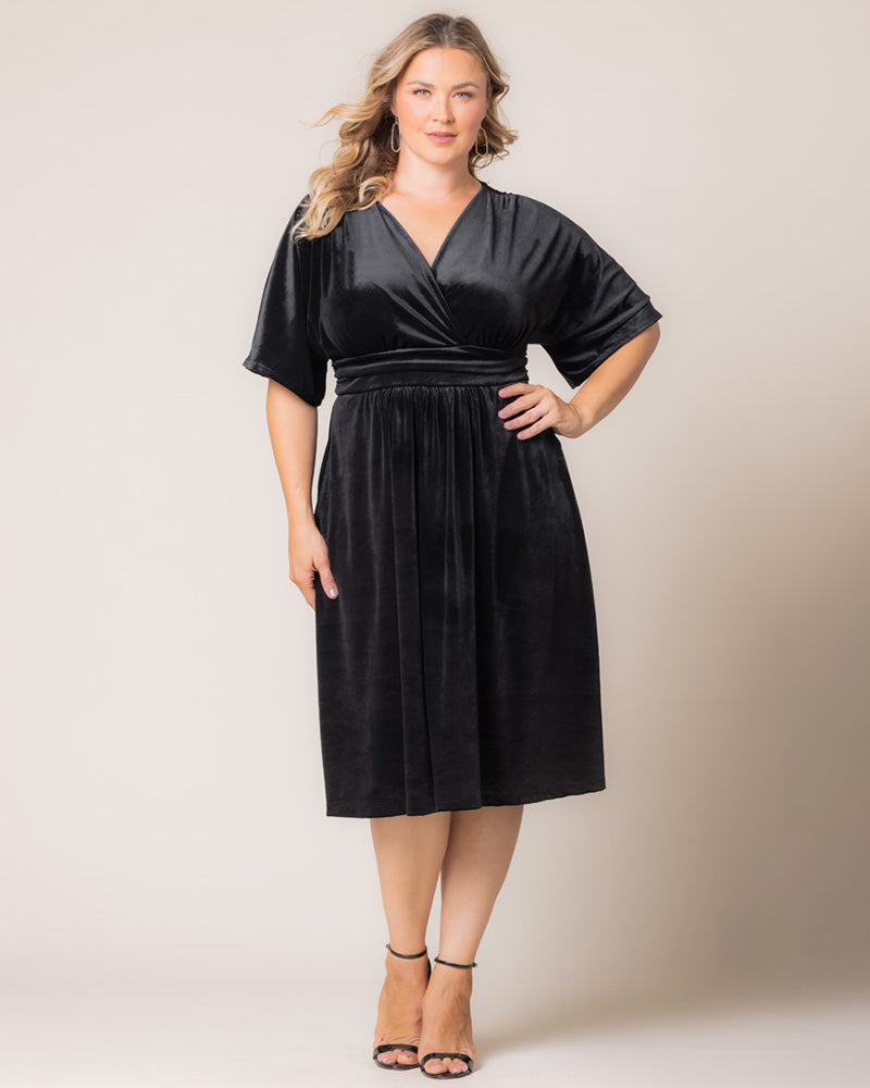 Plus Size Dresses Midi Velvet Short Cocktail Plus Size Dress Onyx