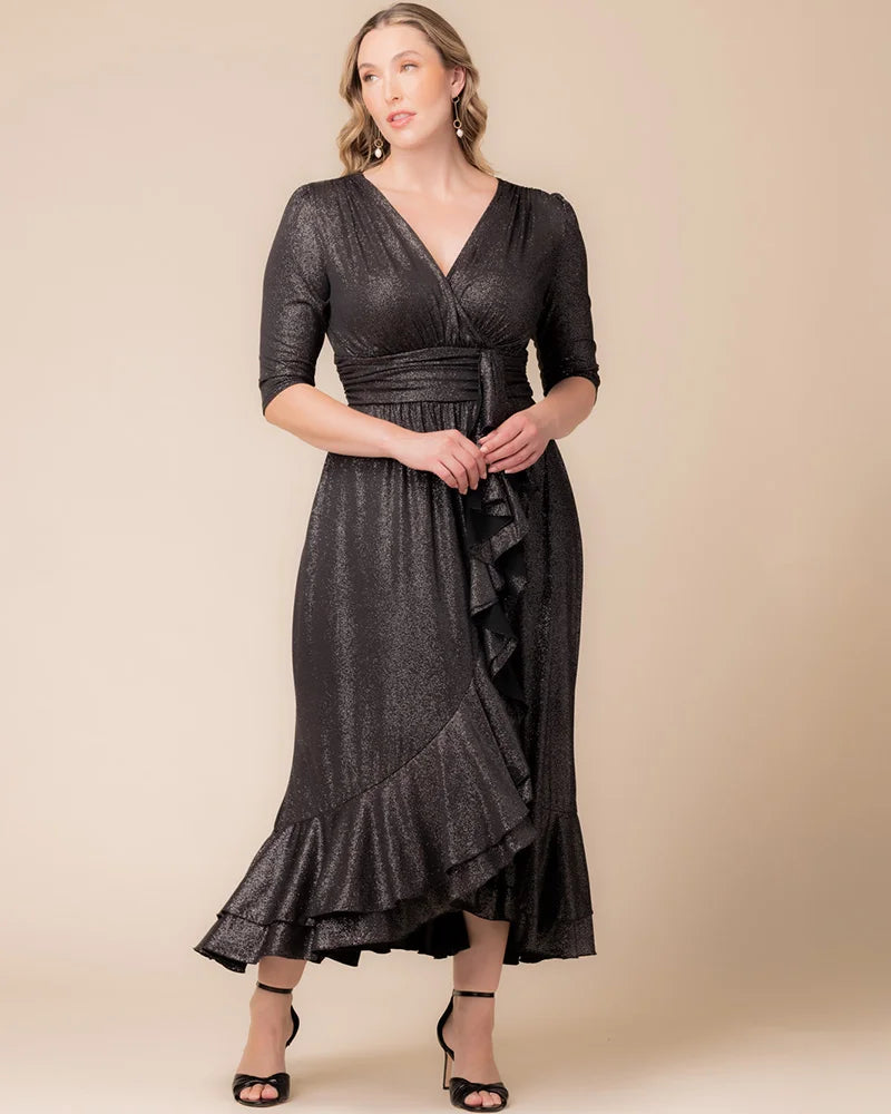 Plus Size Dresses Long Formal Ruffle Plus Size Dress Silver Starlight