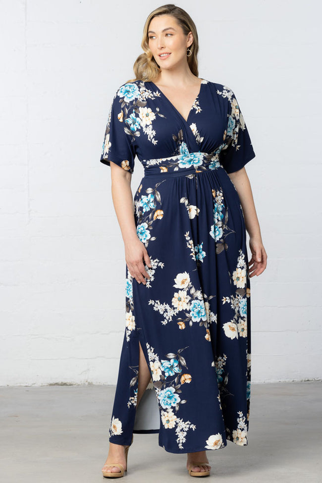 Plus Size Dresses Mother of the Bride Long Formal Plus Size Dress Navy Floral