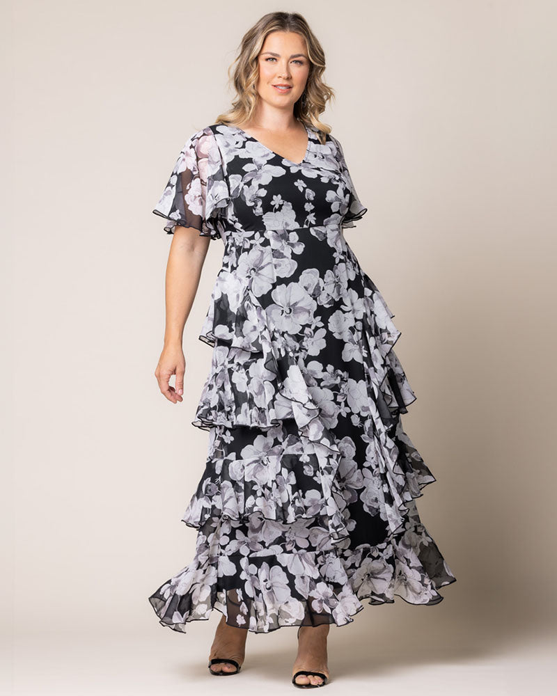 V-Neck Floor-Length Chiffon Evening A-Line Kiyonna 17191301