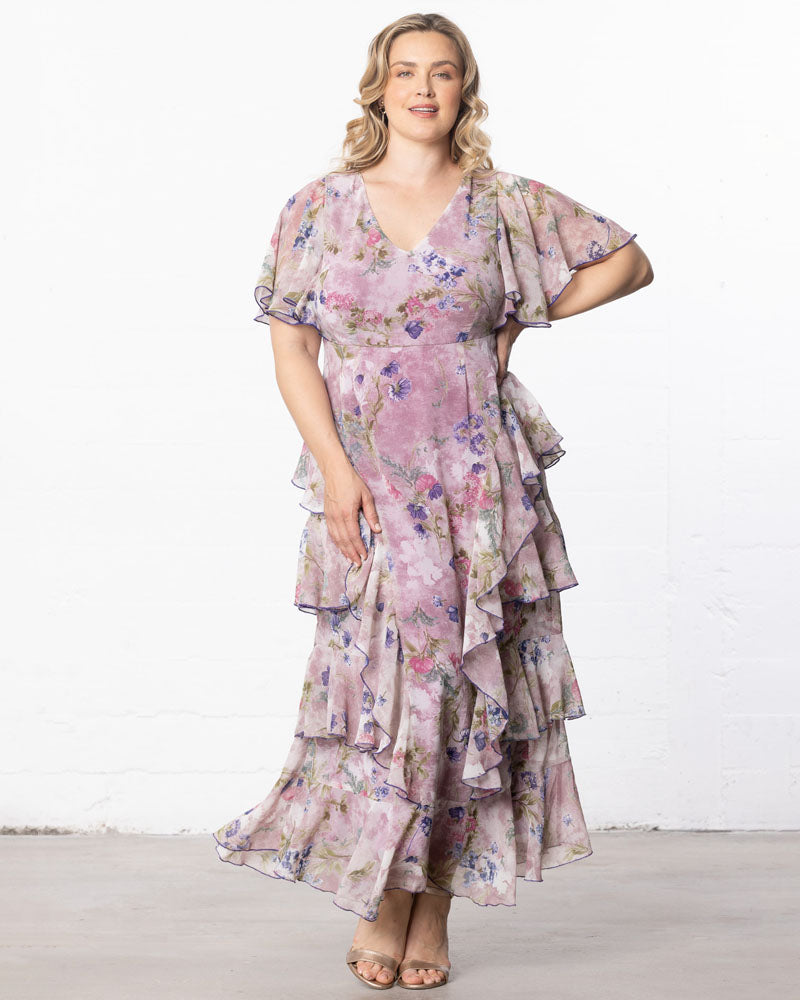 V-Neck Floor-Length Chiffon Evening A-Line Kiyonna 17191301