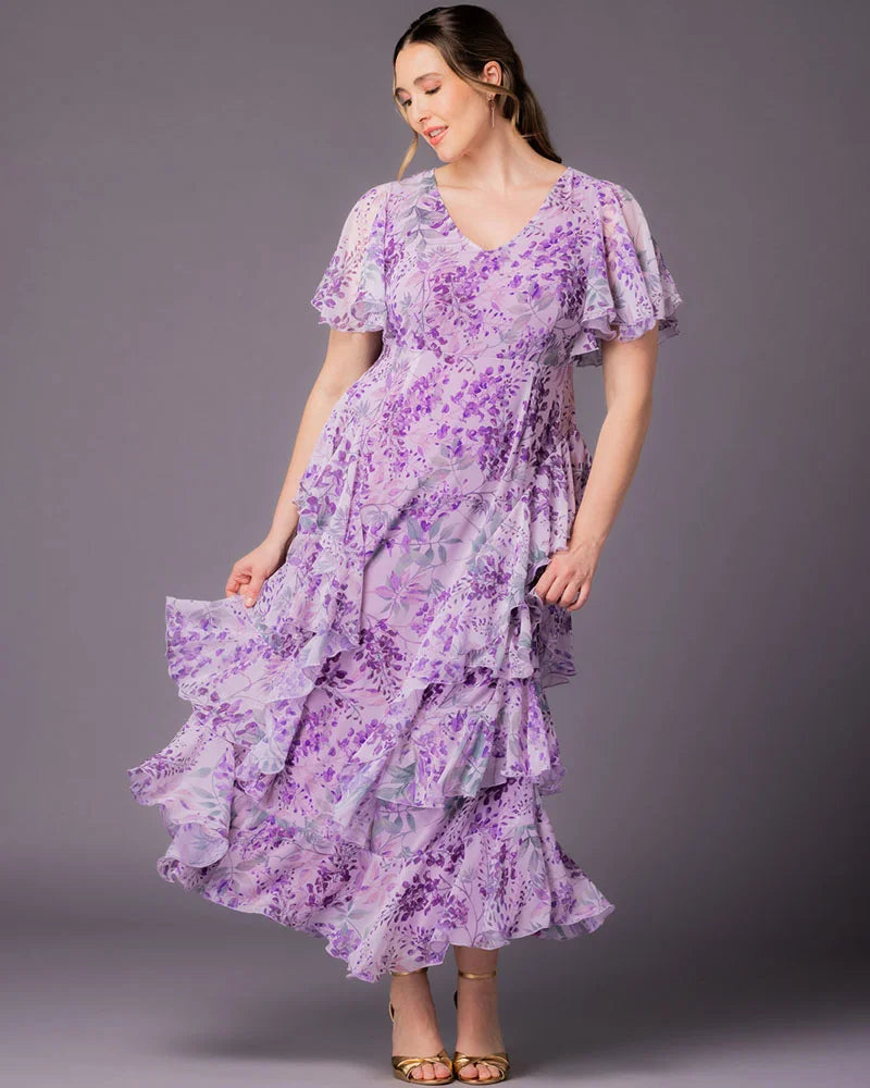 V-Neck Floor-Length Chiffon Evening A-Line Kiyonna 17191301