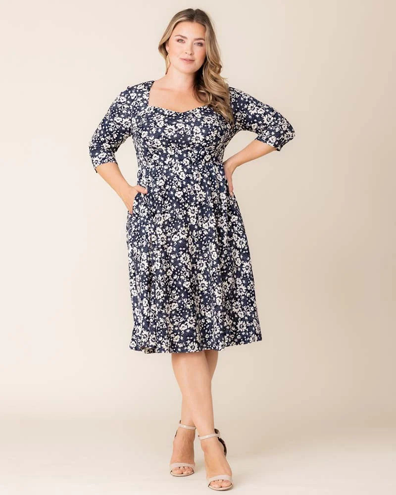 Plus Size Dresses Short Cocktail A Line Plus Size Dress Aegean Blue Florals