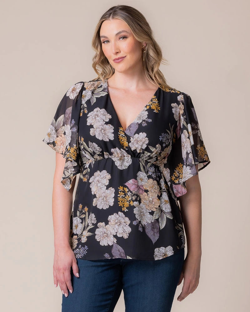 V-Neck Mini Chiffon Occasion Empire Waist Top Kiyonna KY21192807