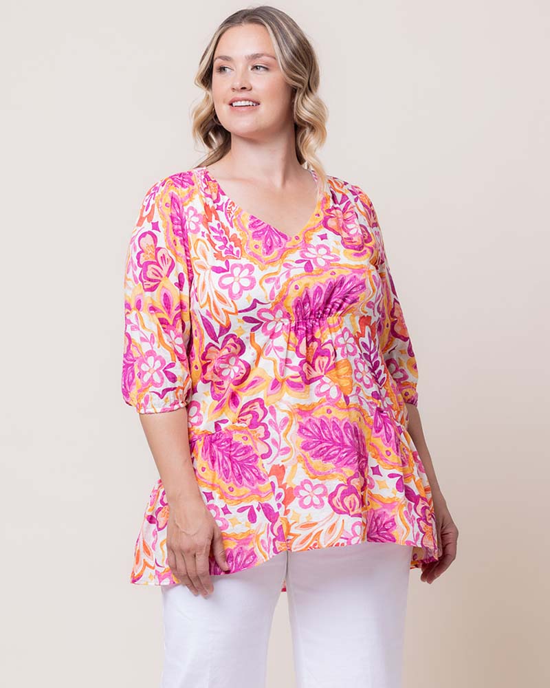 Top Formal Plus Size Print Top Kiyonna 22242604 Artful Tropical Print