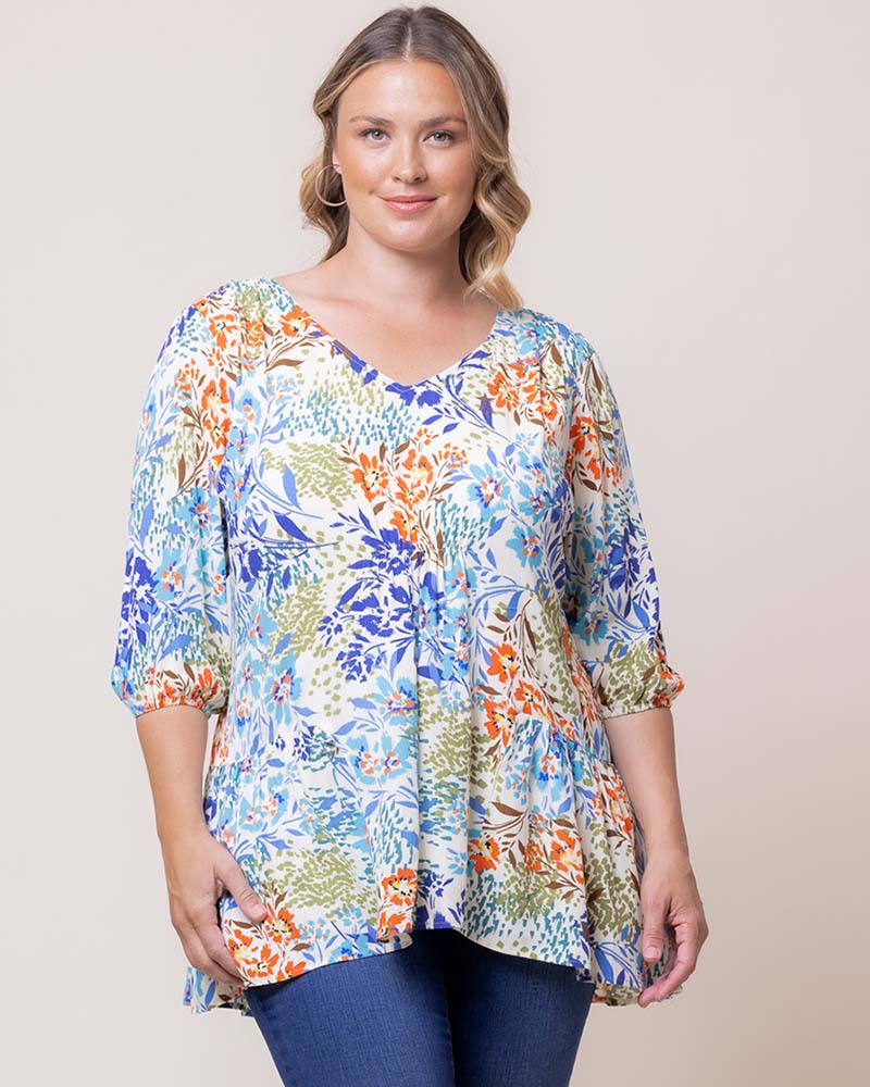 Top Formal Plus Size Print Top Kiyonna 22242604 Santorini