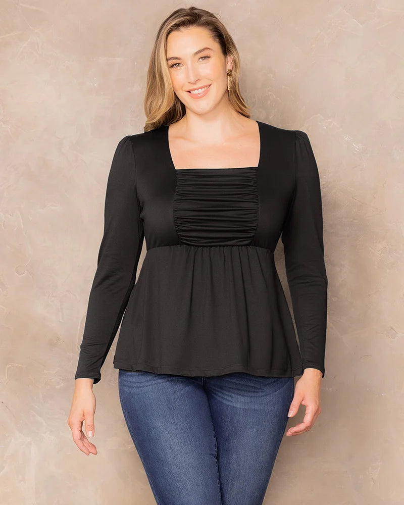 Top Long Sleeve Formal Plus Size Top Kiyona 23111801 Black Noir