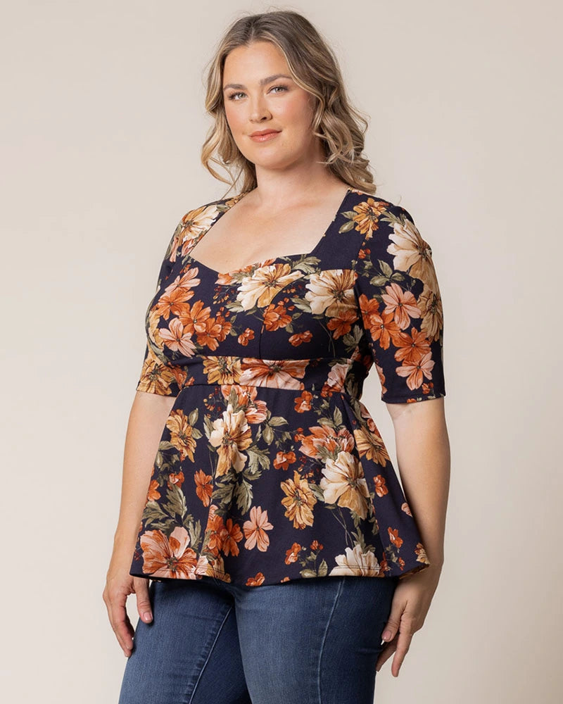Top Formal Plus Size Floral Top Kiyonna 23132401 Autumn Garden