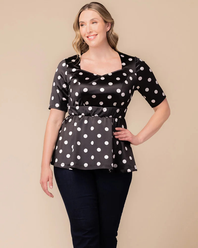 Top Floral Top Kiyonna 23132401 Black Polka Dot
