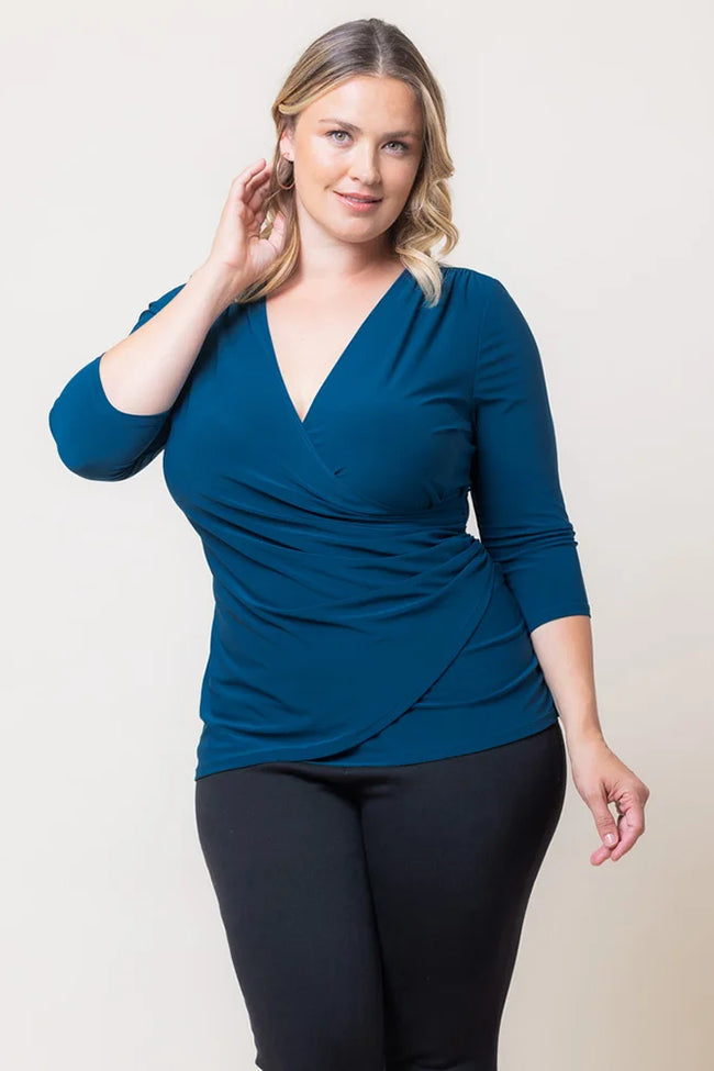 Top Fitted Formal Top Aegean Blue