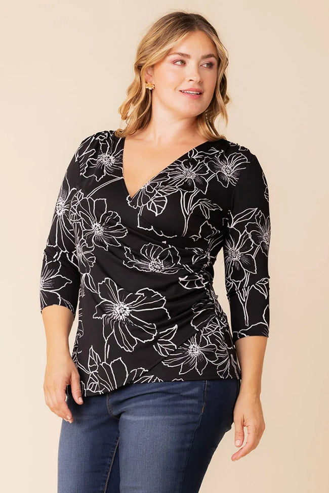 Top Fitted Formal Top Black Florals