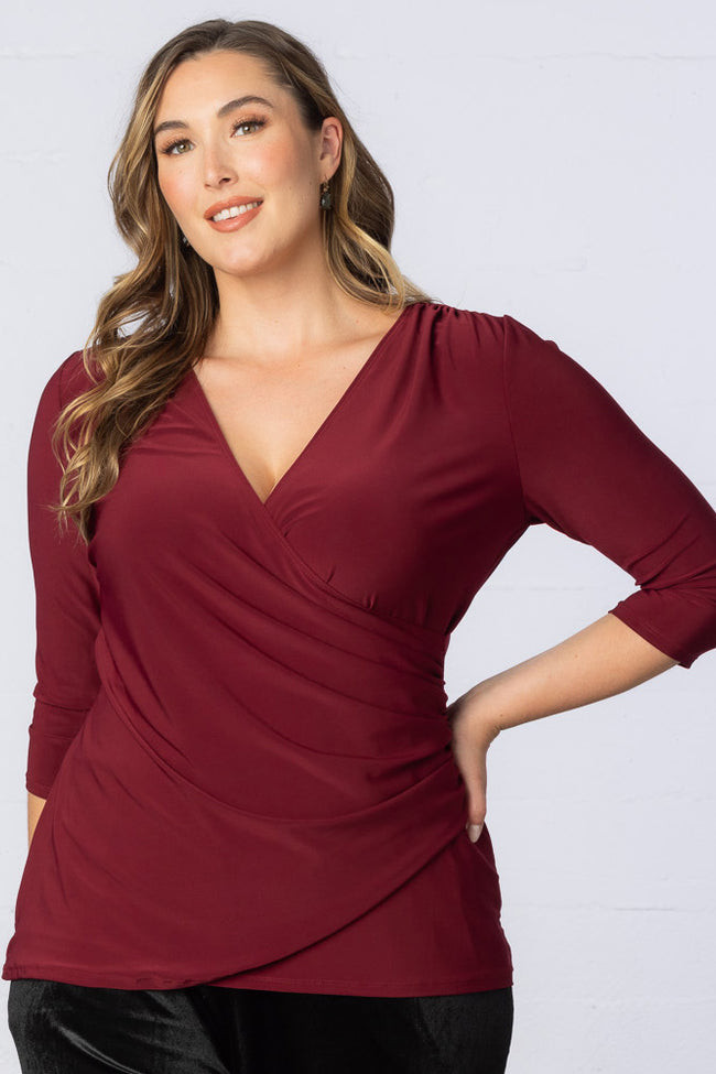 Top Fitted Formal Top Burgundy