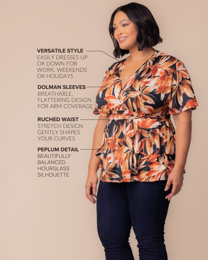 Top Formal Floral Print Plus Size Top Kiyona 23211803 Harvest Fest