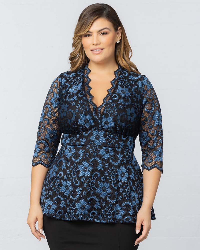 Top Formal Evening Lace Top Kiyona 23230906 Twilight Noir